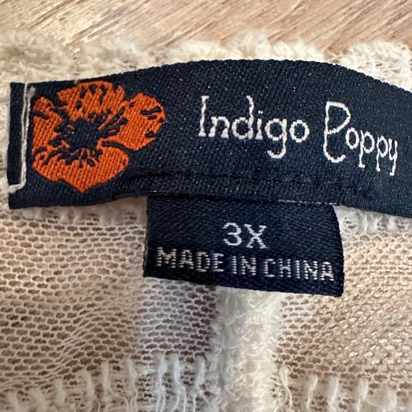 INDIGO POPPY WOMENS 3X WHITE LACE BOHO OPEN FRONT CARDIGAN KIMONO - Picture 6 of 8